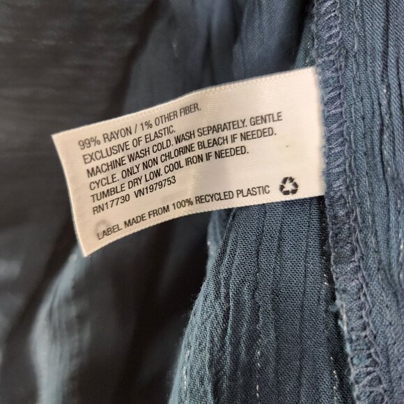 Womens Knox Rose Blue Peplum Top Blouse Long Sleeve V Neck gathered waist XL - Picture 9 of 13